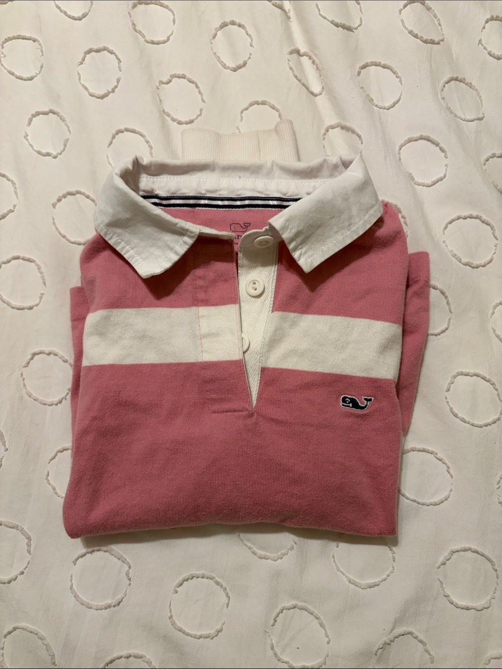 Vineyard Vines Pink and White Striped Kids Rugby Shirt